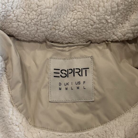 Vintage Rare Esprit Women’s MED Puffer Parka Jacket Removable Hood Faux Fur Y2K - Picture 7 of 14